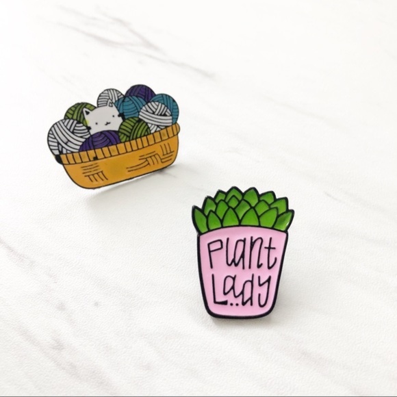 3/$12 Plant Lady Pink Green Succulent Enamel Pin - Picture 2 of 4
